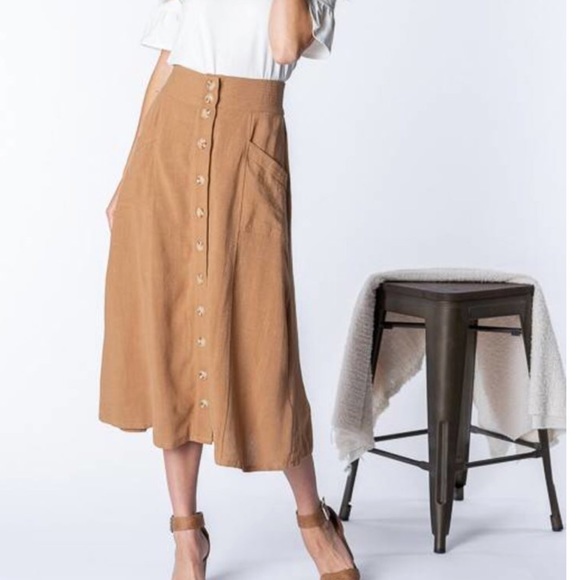 button down midi skirt with pockets
